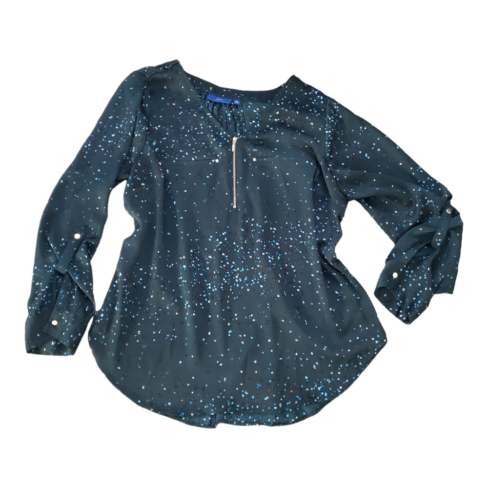 Apt.9 Longsleeved Flowy Pleated Back Dark Green Blouse Top / 0X